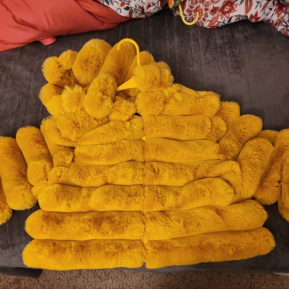 Vibrant Yellow Faux Fur Vest *New*